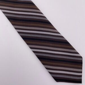 Robert Talbott Carmel Mens Silk Striped Hand Sewn Tie Brown Grey Black